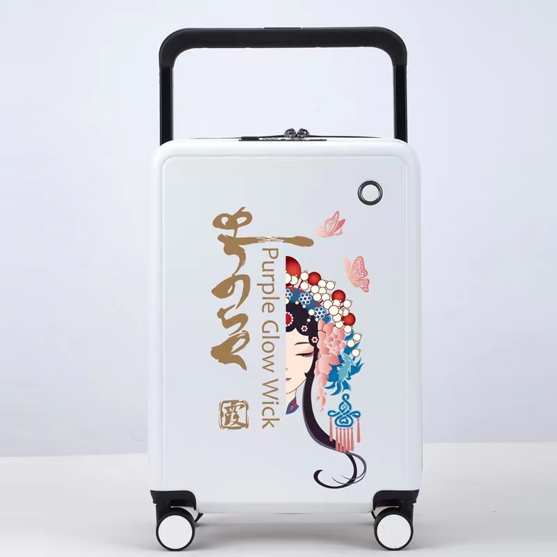 Mala de bagagem customizada de fábrica ABS + PC de 20 polegadas com carrinho largo e carregador USB com rodas silenciosas bolsa de viagem ao ar livre