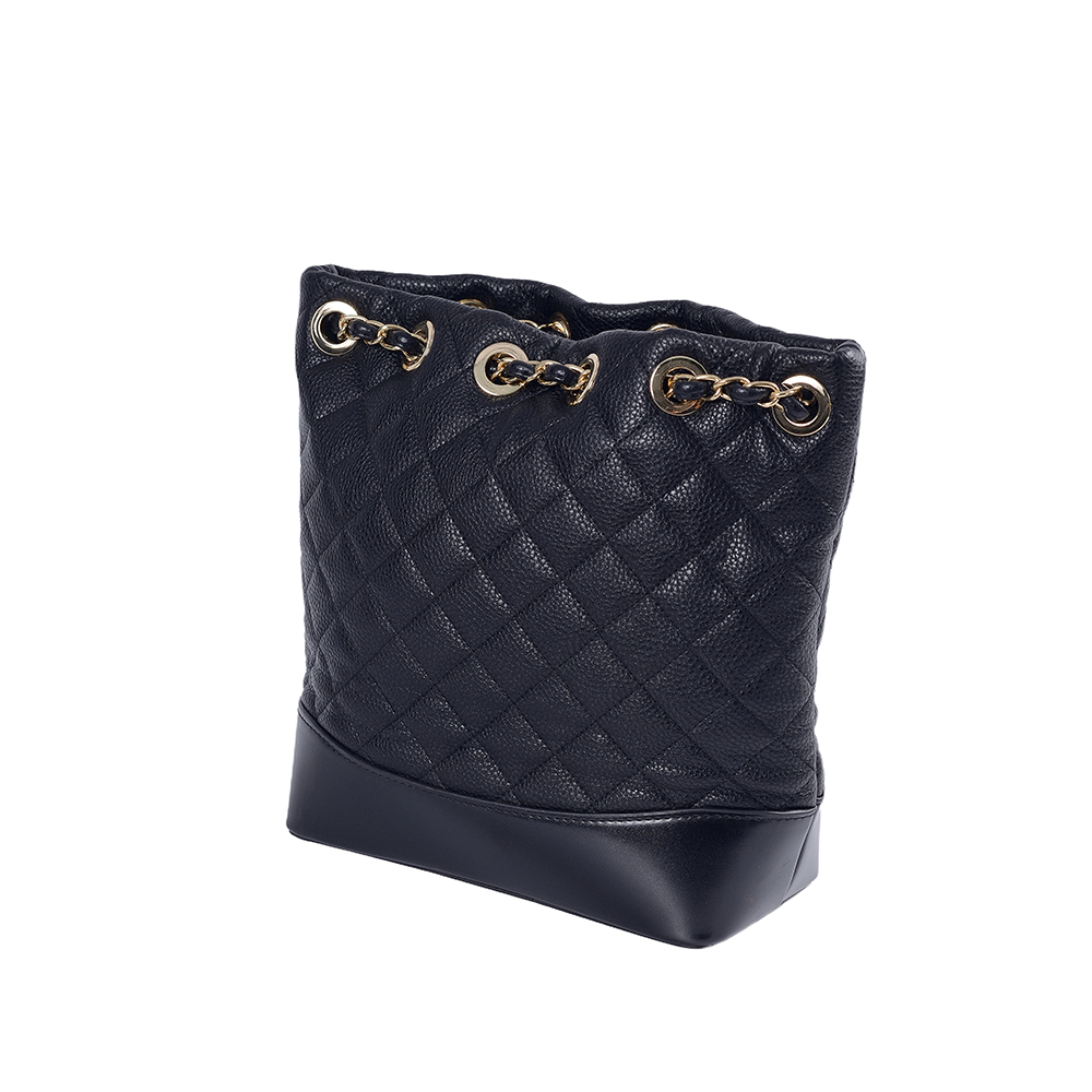 Mochila feminina com corrente de ouro preto, logotipo e cor personalizados de fábrica