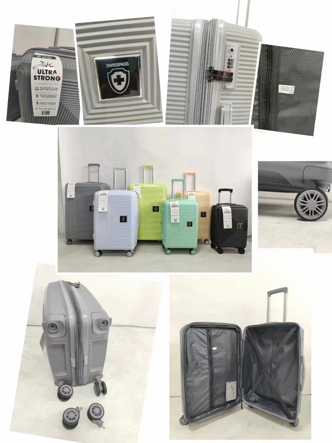 4 pcs PP polipropileno trole bagagem mala de viagem define fabricante personalizado